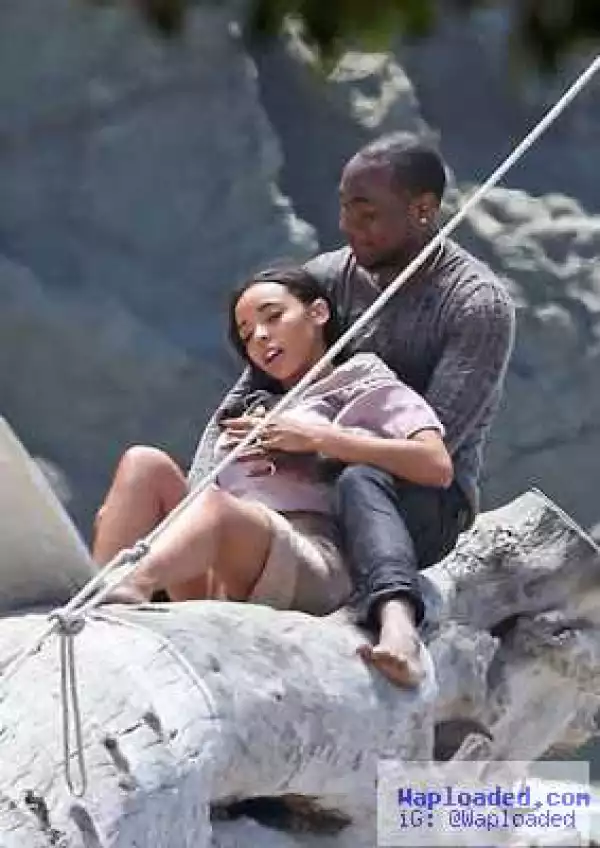 Photos: Davido And American Singer, Tinashe Get Cozy On New Music Video Set